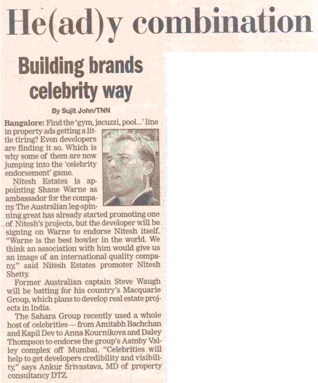 Building brands Celebrity way - Times of India